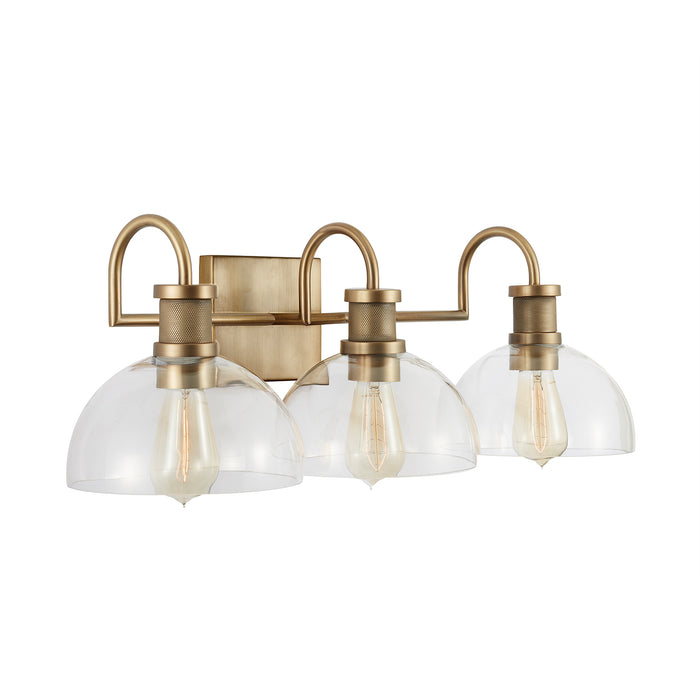 Cassidy Three Light Vanity in Aged Brass