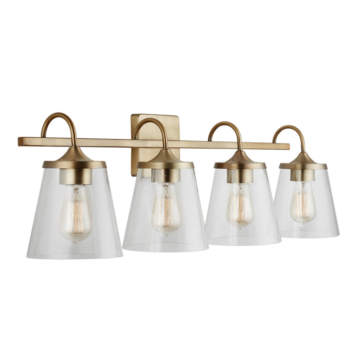 Jayne Four Light Vanity in Aged Brass