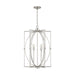 Oran Six Light Foyer Pendant in Antique Silver