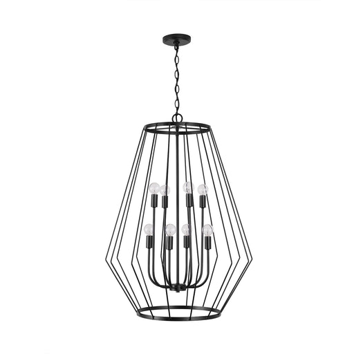 Corey Eight Light Foyer Pendant in Matte Black