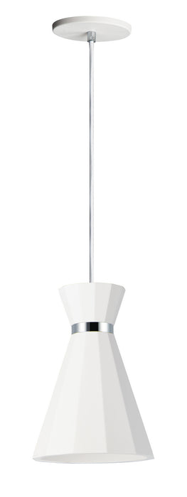 Sash 1-Light LED Pendant in White / Polished Chrome