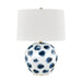 Blue Point 1 Light Table Lamp in White/Blue Dots with White Belgian Linen Shade