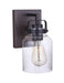 Foxwood One Light Wall Sconce in Flat Black/Dark Teak