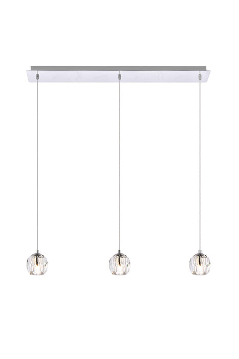 Eren 3-Light Pendant in Chrome with Clear Royal Cut Crystal