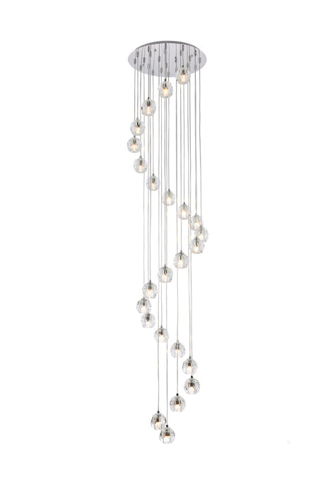 Eren 24-Light Pendant in Chrome with Clear Royal Cut Crystal