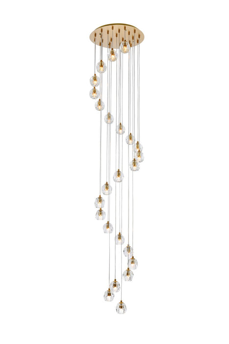 Eren 24-Light Pendant in Gold with Clear Royal Cut Crystal