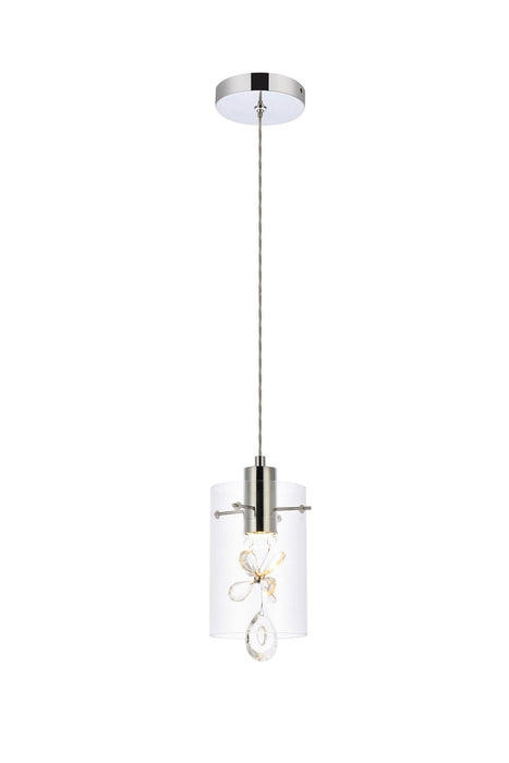 Hana 1-Light Pendant in Chrome with Clear Royal Cut Crystal