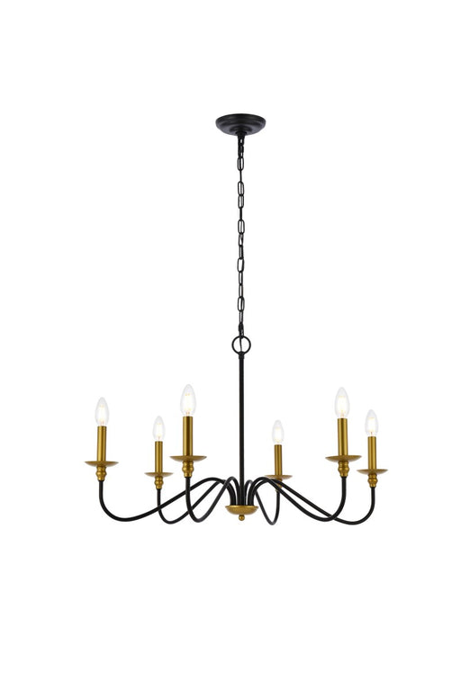 Rohan 6-Light Chandelier in Brass & Black