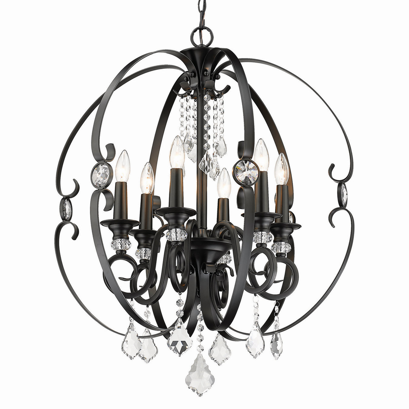 Six Light Chandelier in Matte Black