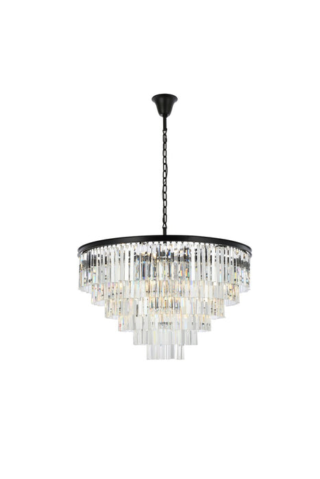 Sydney 33-Light Chandelier in Matte Black with Clear Royal Cut Crystal