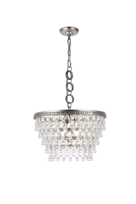 Nordic 5-Light Pendant in Antique Silver with Clear Royal Cut Crystal