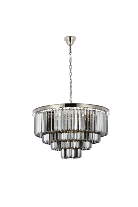 Sydney 17-Light Chandelier in Polished Nickel with Silver Shade (Grey) Royal Cut Crystal