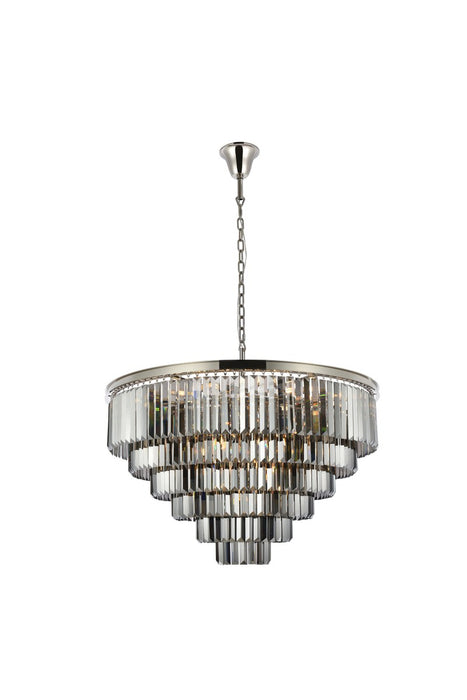 Sydney 33-Light Chandelier in Polished Nickel with Silver Shade (Grey) Royal Cut Crystal