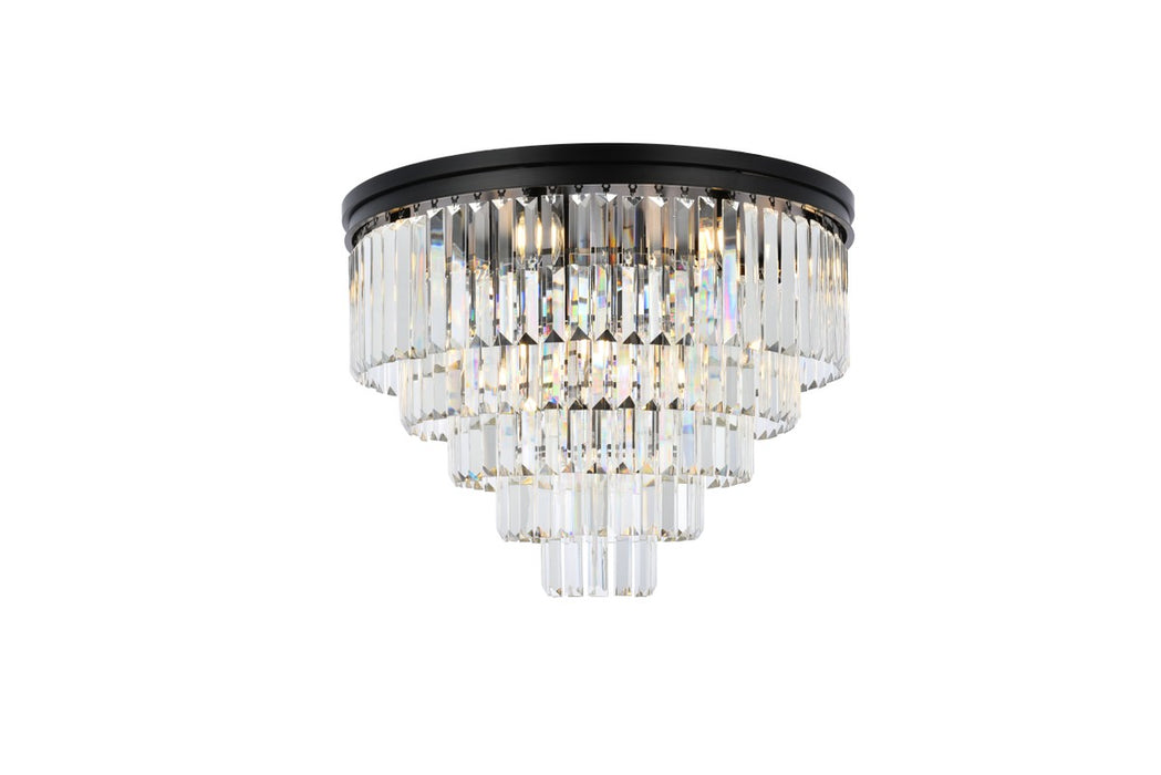 Sydney 17-Light Flush Mount in Matte Black with Clear Royal Cut Crystal