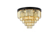 Sydney 17-Light Flush Mount in Matte Black with Golden Teak (Smoky) Royal Cut Crystal