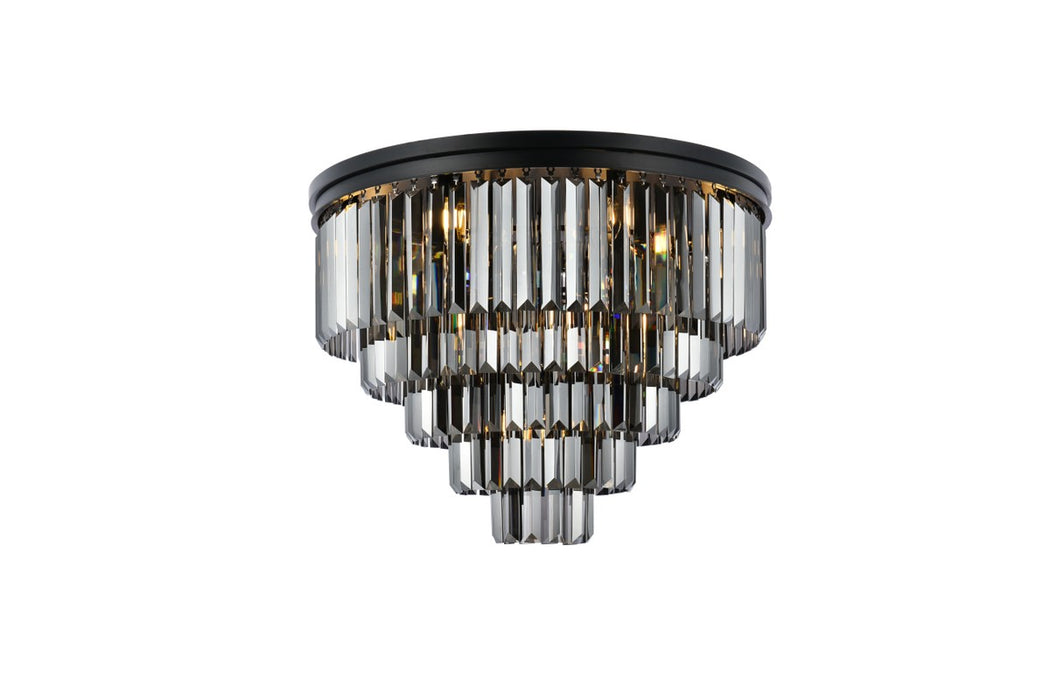 Sydney 17-Light Flush Mount in Matte Black with Silver Shade (Grey) Royal Cut Crystal