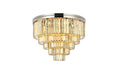 Sydney 17-Light Flush Mount in Polished Nickel with Golden Teak (Smoky) Royal Cut Crystal