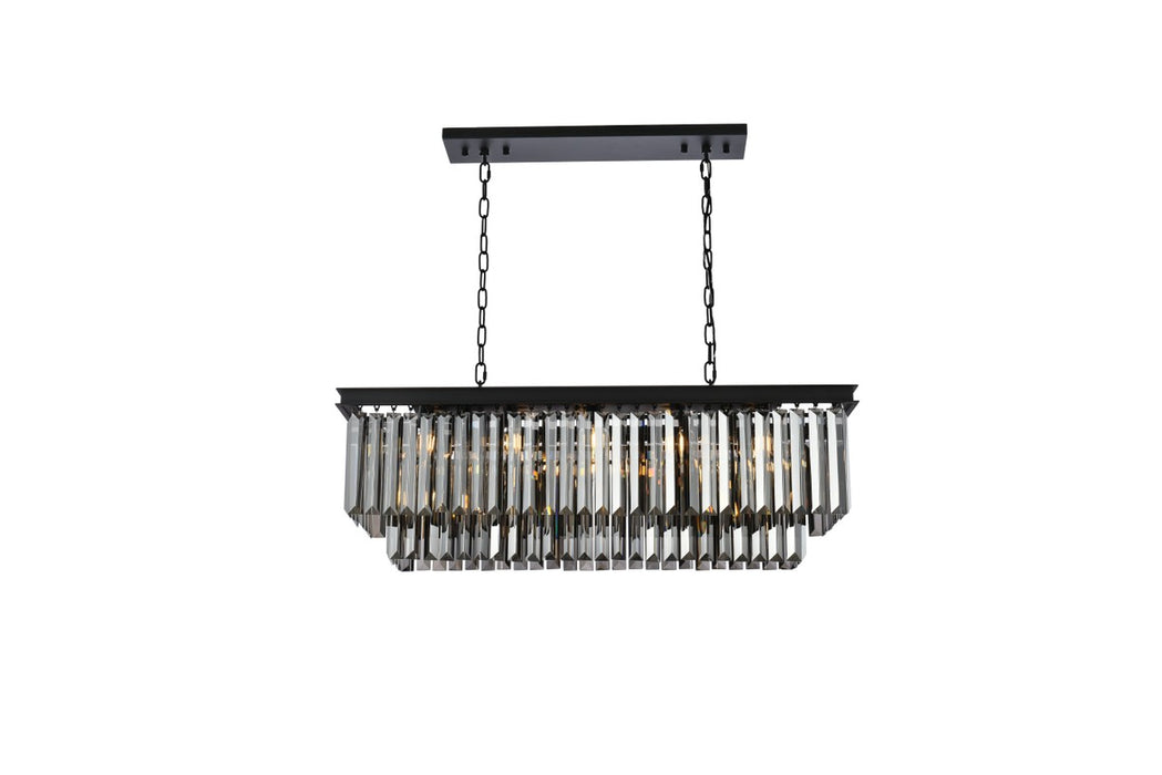 Sydney 12-Light Chandelier in Matte Black with Silver Shade (Grey) Royal Cut Crystal