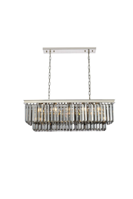 Sydney 12-Light Chandelier in Polished Nickel with Silver Shade (Grey) Royal Cut Crystal