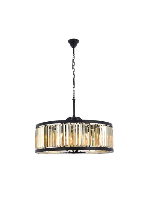 Chelsea 10-Light Chandelier in Matte Black with Golden Teak (Smoky) Royal Cut Crystal