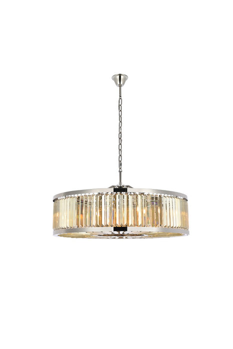 Chelsea 10-Light Chandelier in Polished Nickel with Golden Teak (Smoky) Royal Cut Crystal