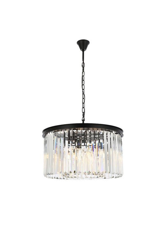 Sydney 8-Light Chandelier in Matte Black with Clear Royal Cut Crystal