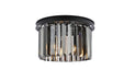 Sydney 3-Light Flush Mount in Matte Black with Silver Shade (Grey) Royal Cut Crystal