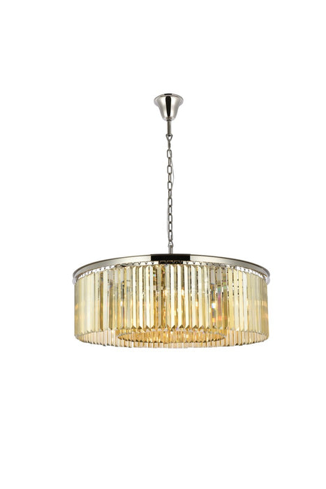 Sydney 10-Light Chandelier in Polished Nickel with Golden Teak (Smoky) Royal Cut Crystal