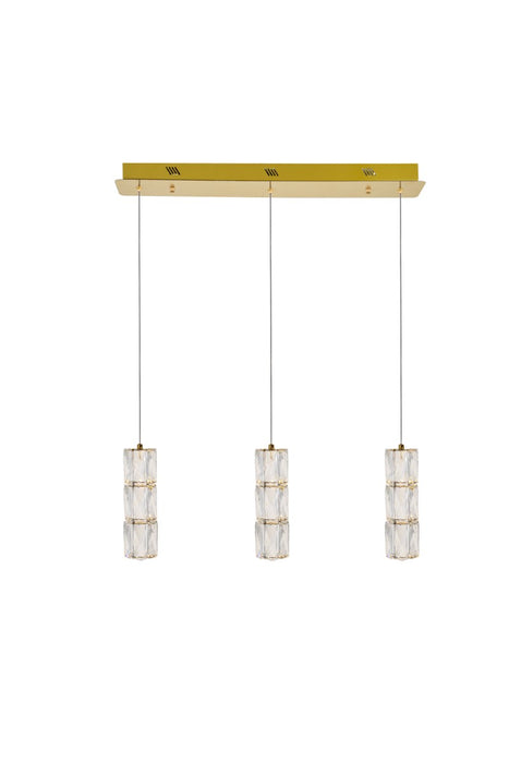 Polaris 3-Light Pendant in Gold with Clear royal cut Crystal