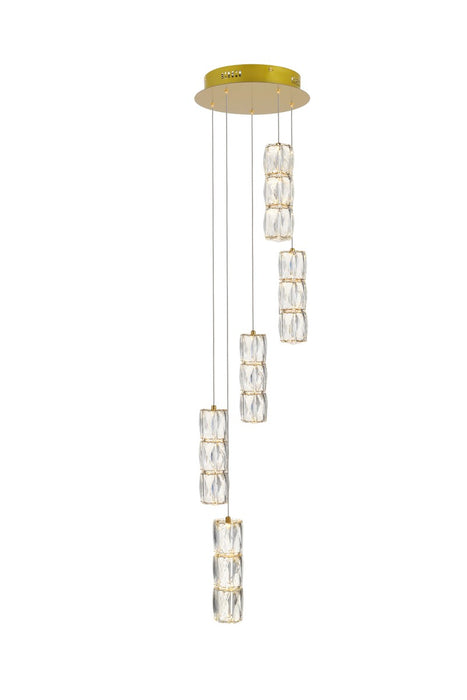 Polaris 5-Light Pendant in Gold with Clear royal cut Crystal