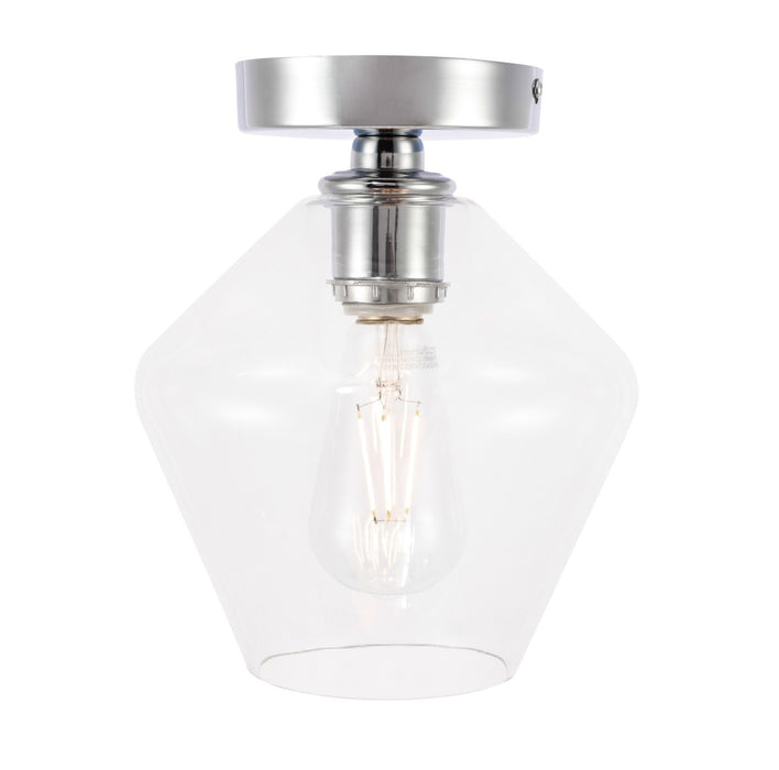 Gene 1-Light Flush Mount in Chrome & Clear Glass