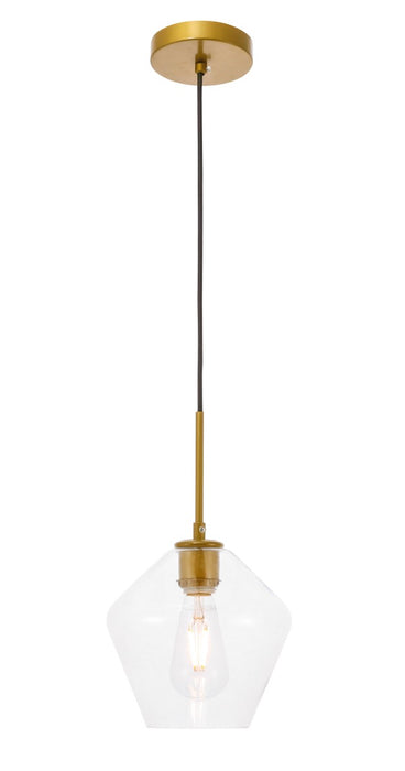 Gene 1-Light Pendant in Brass & Clear Glass