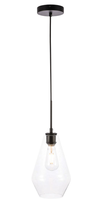 Gene 1-Light Pendant in Black & Clear Glass