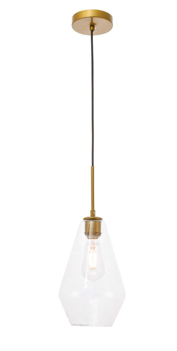 Gene 1-Light Pendant in Brass & Clear Glass