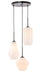 Gene 3-Light Pendant in Black & Frosted White Glass