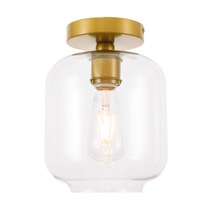 Collier 1-Light Flush Mount in Brass & Clear Glass