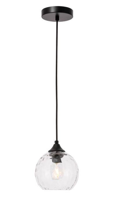 Cashel 1-Light Pendant in Black & Clear Glass