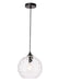 Cashel 1-Light Pendant in Black & Clear Glass