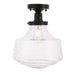 Lyle 1-Light Flush Mount in Black & Clear Seeded Glass