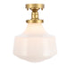 Lyle 1-Light Flush Mount in Brass & Frosted White Glass