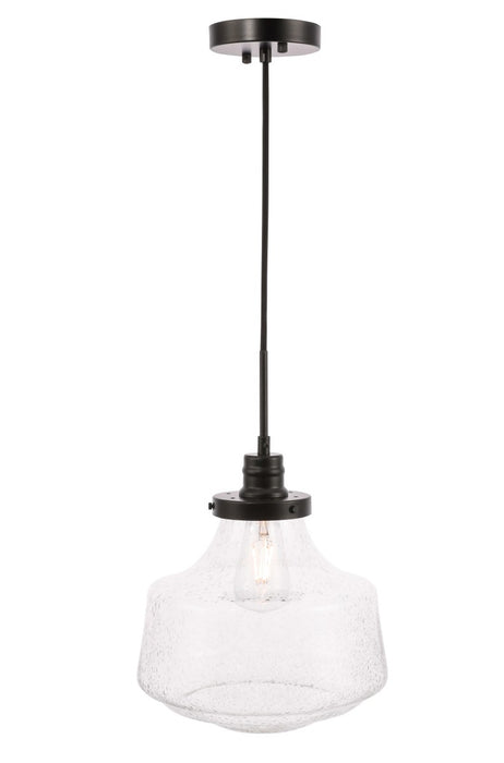 Lyle 1-Light Pendant in Black & Clear Seeded Glass