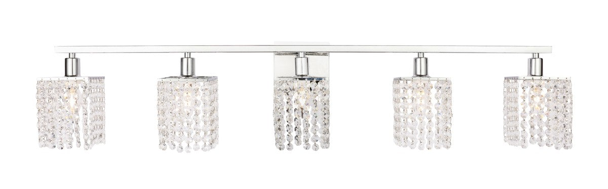 Phineas 5-Light Wall Sconce in Chrome & Clear Crystals with Clear Royal Cut Crystal