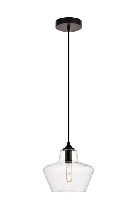 Placido 1-Light Pendant in Black & Clear