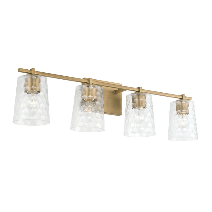 Burke Four Light Vanity in Aged Brass