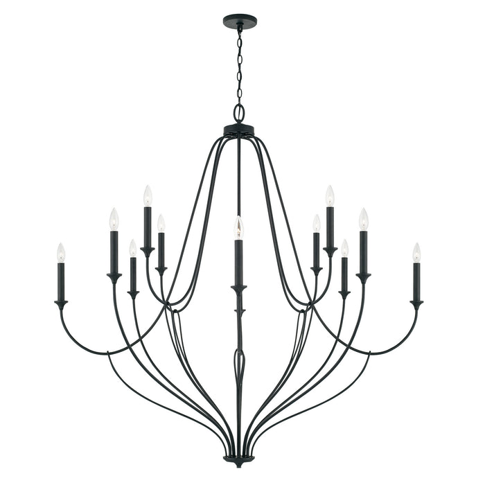 Bentley 12 Light Chandelier in Black Iron