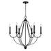 Bentley Six Light Chandelier in Black Iron