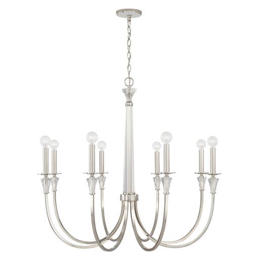 Laurent Eight Light Chandelier in Polished Nickel