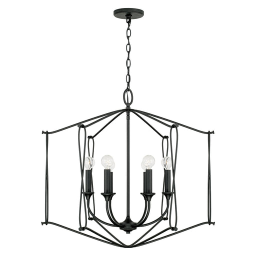 Bentley Six Light Foyer Pendant in Black Iron