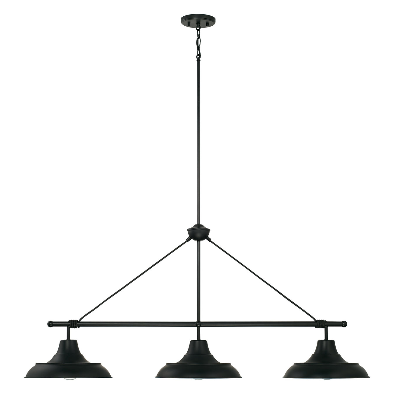 Jones Three Light Island Pendant in Matte Black