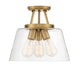 Calhoun 3-Light Semi-Flush in Warm Brass